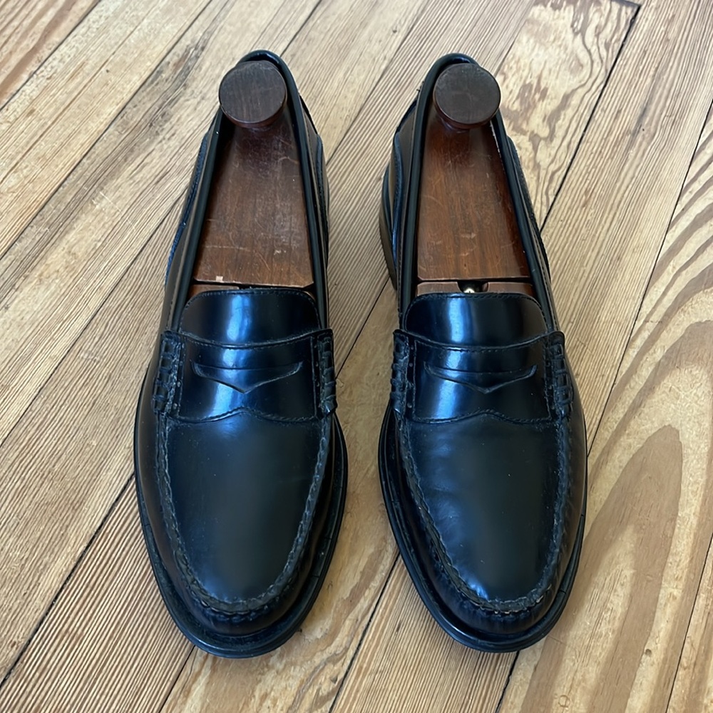 Bass Black Leather Penny Loafers